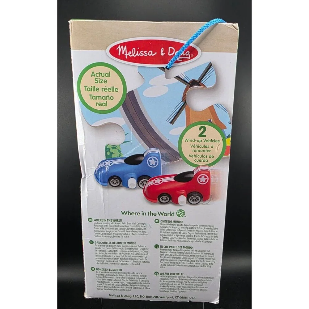 Melissa & Doug Tracks Floor Puzzle With 2 Wind-Up Cars 48 Pieces 36